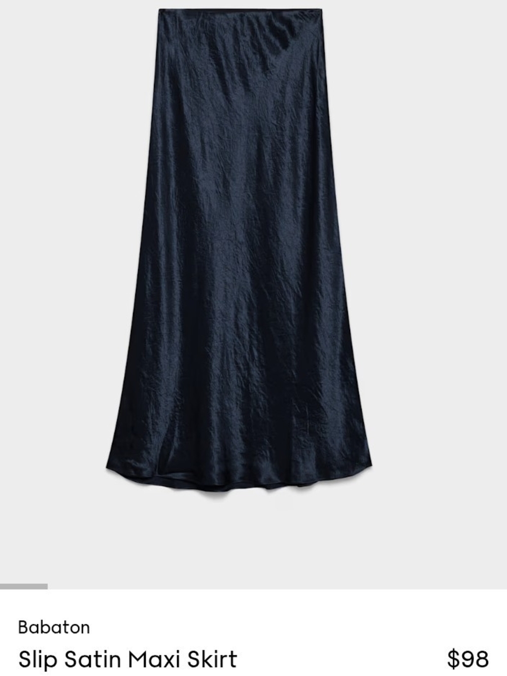 Babaton Navy Satin Slip Midi Skirt